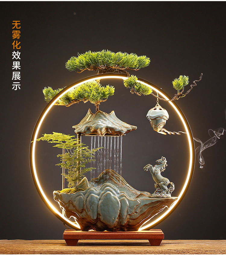 招财流水摆件家居创意喷泉客厅办公室桌面玄关乔迁新居开业礼品假山喷泉详情16