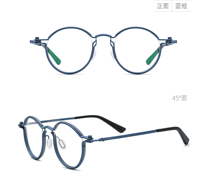 Pure titanium Italian handcrafted glasses frame round frame for men and women steampunk motorcycle can be paired with myopia glasses and plain glasses. New pic 13