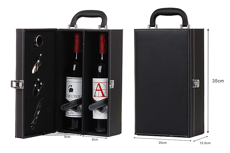 Classic double-bottle red wine box packaging, small double-bottle wine gift box, fashionable wine packaging box pic 23