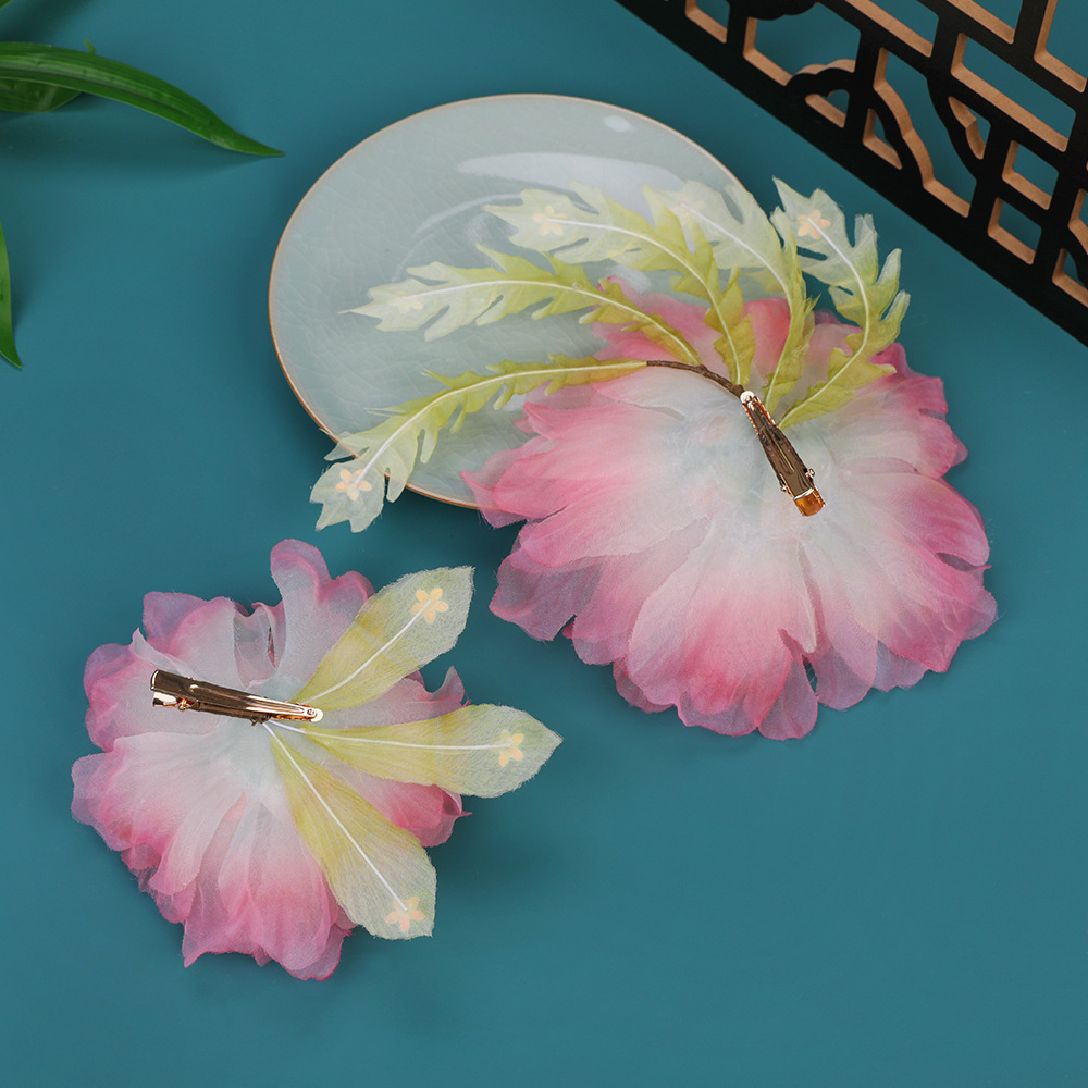 Spring new original design, handcrafted ancient-style hair clips, pink peony makeup, Hanfu headwear, embossed hair accessories pic 6