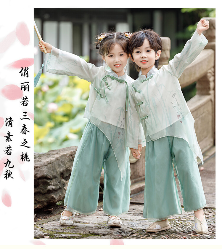 国潮女童汉服春秋款男童古装中国风唐装长袖超仙汉服幼儿园六一演出服详情1