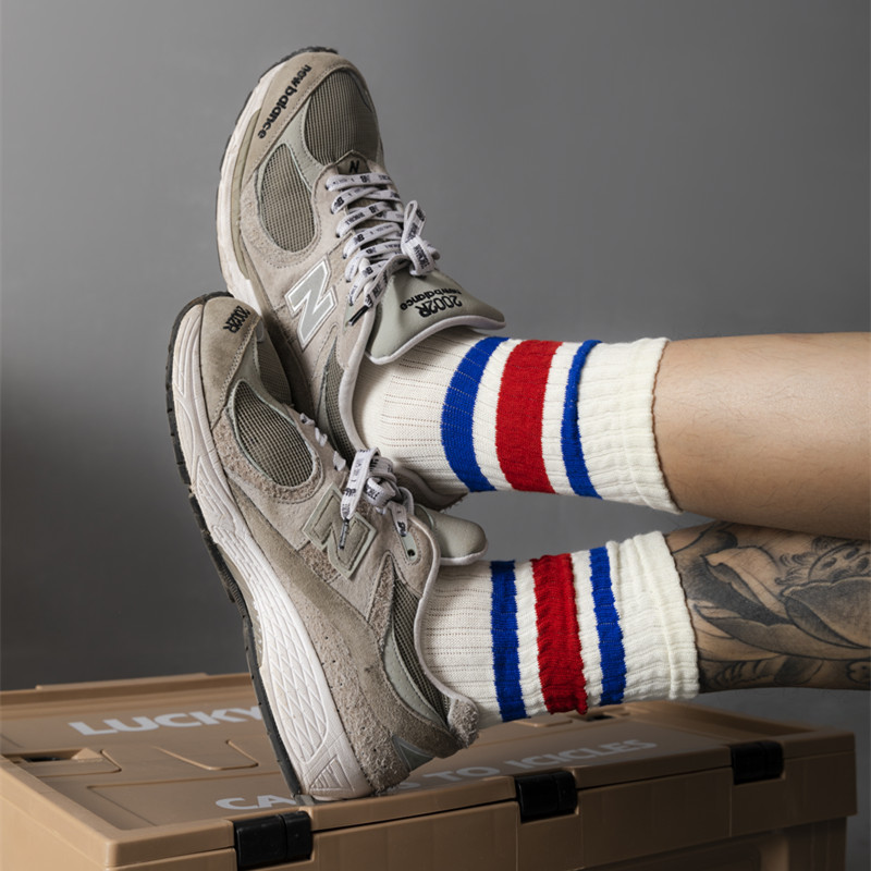 潮牌cityboy日系粗线条纹长袜男女情侣棉运动复古中筒袜子男ins潮详情16