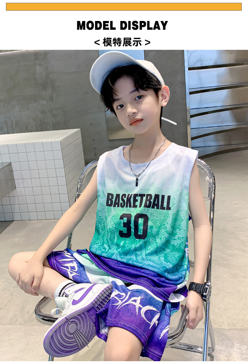 儿童装男童夏装男童篮球服网眼速干套装夏季中大童运动演出服装详情6