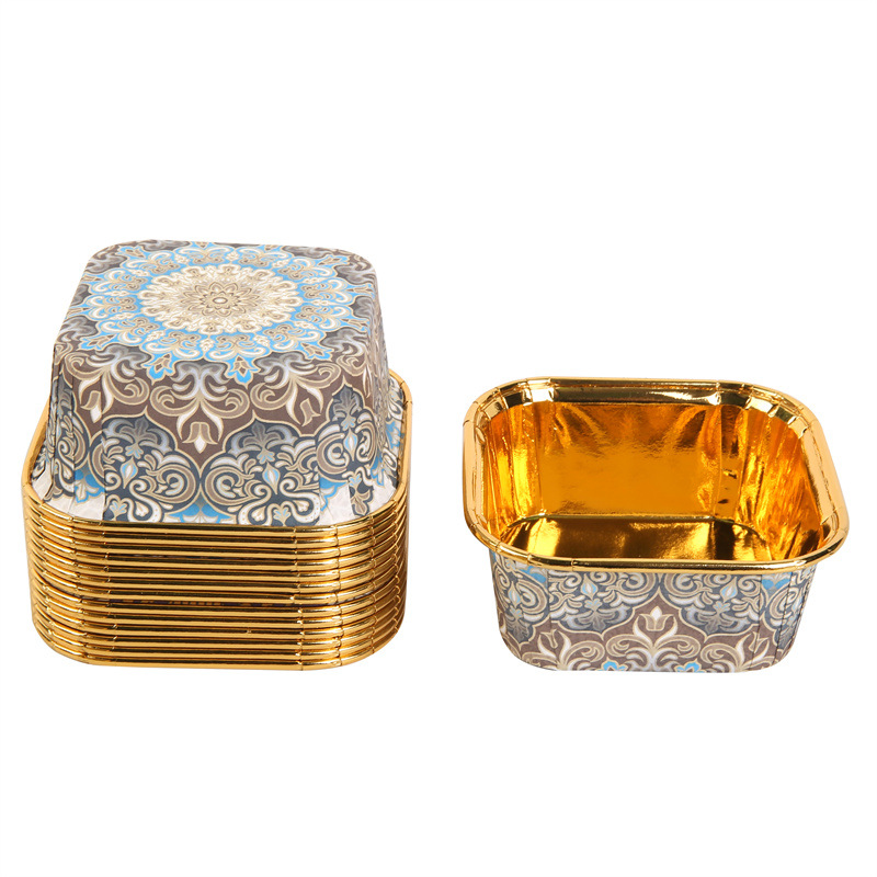 中东款蛋糕纸杯波西米亚风蛋糕纸单面金正方形蛋糕杯详情8