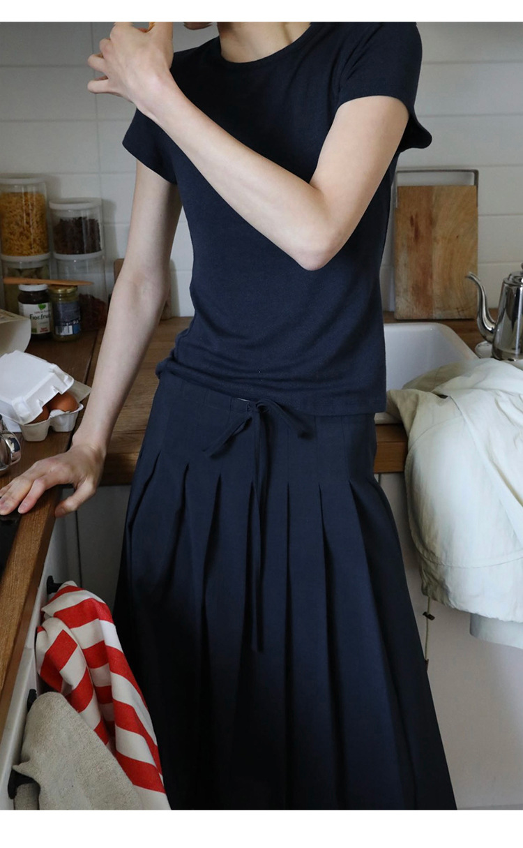 Simple and comfortable, zero-pressure, skin-friendly Tencel wool drape T-shirt, round-neck slim short-sleeved top 00113 pic 25