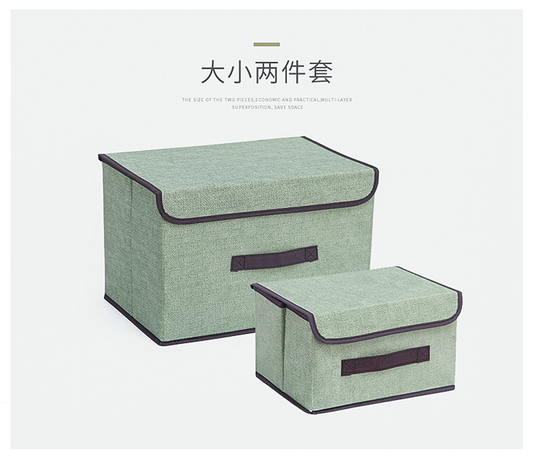Wholesale of foldable clothing and sundries portable dust-proof storage boxes with LIDS and folding storage boxes made of faux linen fabric pic 8