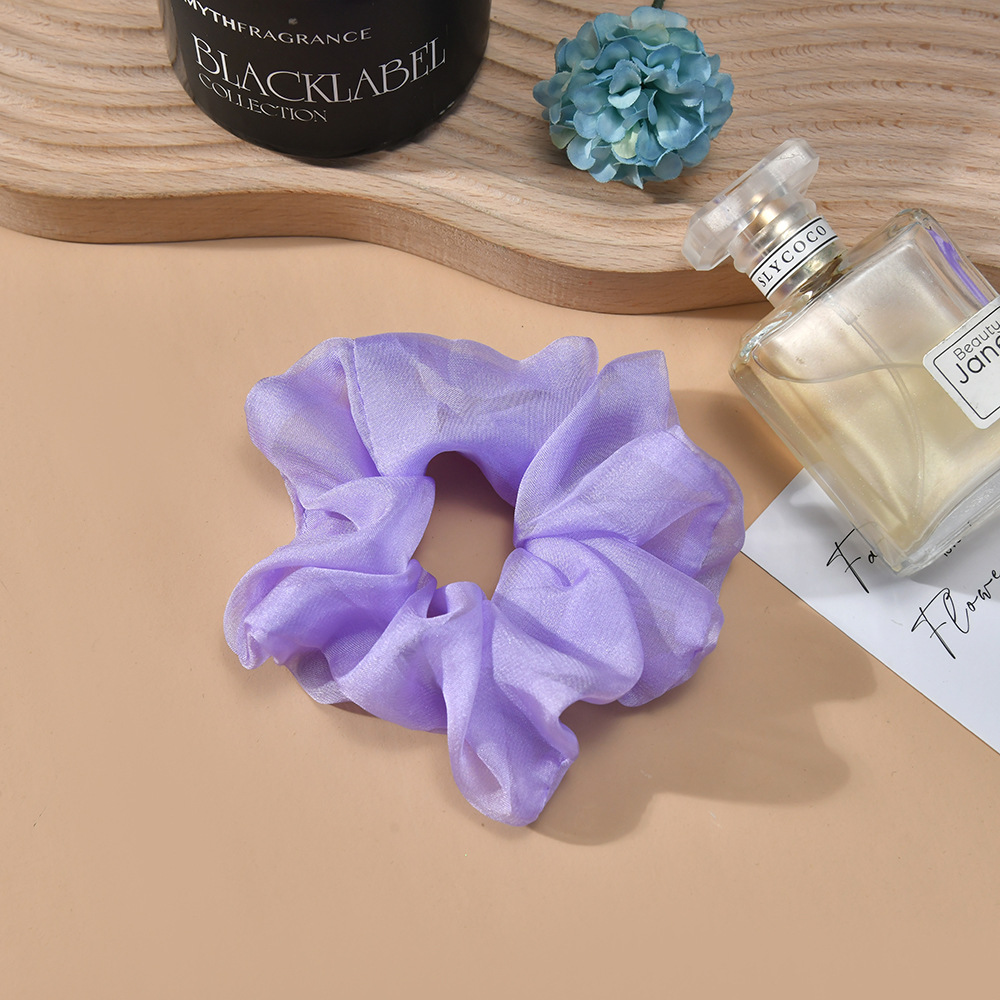 2023年新款大号纯色雪纺大肠发圈欧美女简约款扎头发皮筋厂家直供详情20