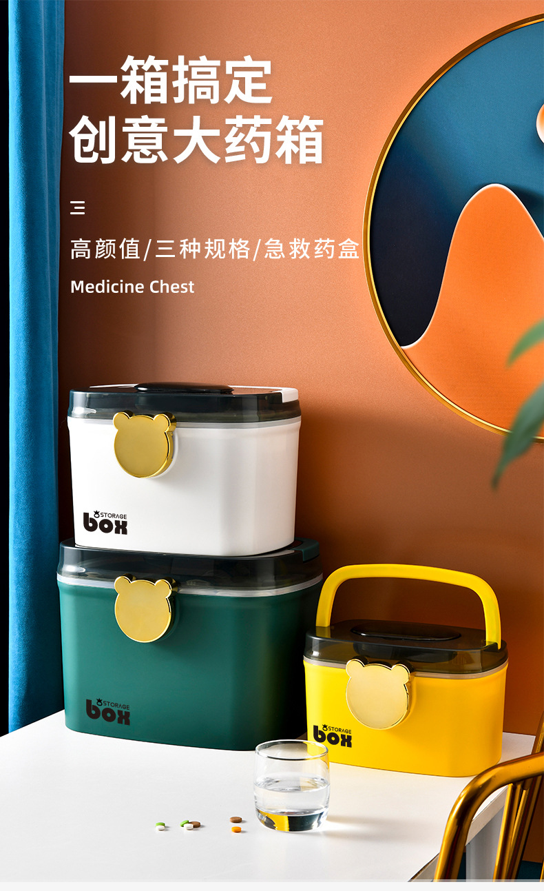 X127-8257 Family-sized medicine storage, large-capacity medicine box for home use, medical emergency, large first aid kit pic 1
