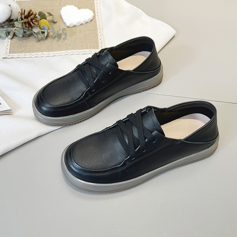 New soft-soled and soft-top loafers, lace-up flat single shoes, casual small leather shoes for women pic 20