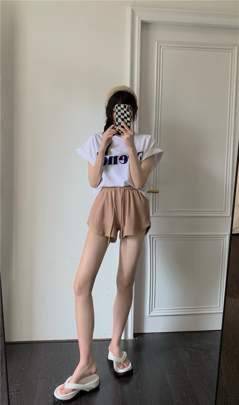 2022网红健身跑步短裤女夏薄款宽松休闲大码阔腿高腰a字运动热裤详情17
