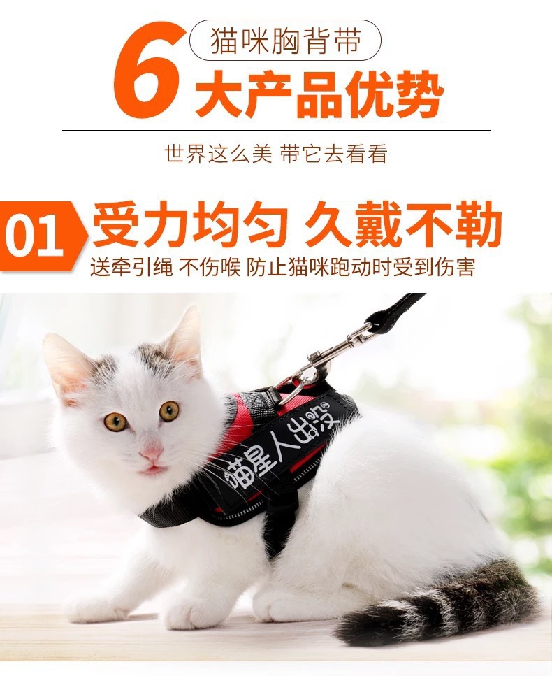 Cat and dog pet chest and back straps, dog supplies, pet leashes, dog chains, cat supplies pic 1
