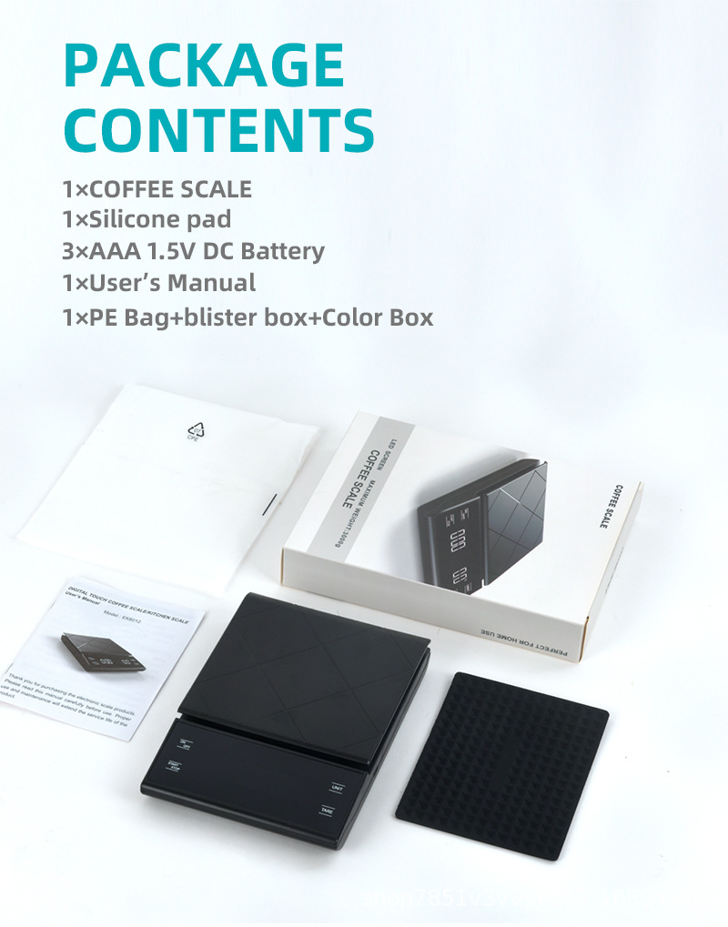 Amazon coffee scale, multi-functional bar counter electronic scale, gram scale with timer, 3KG kitchen scale pic 14