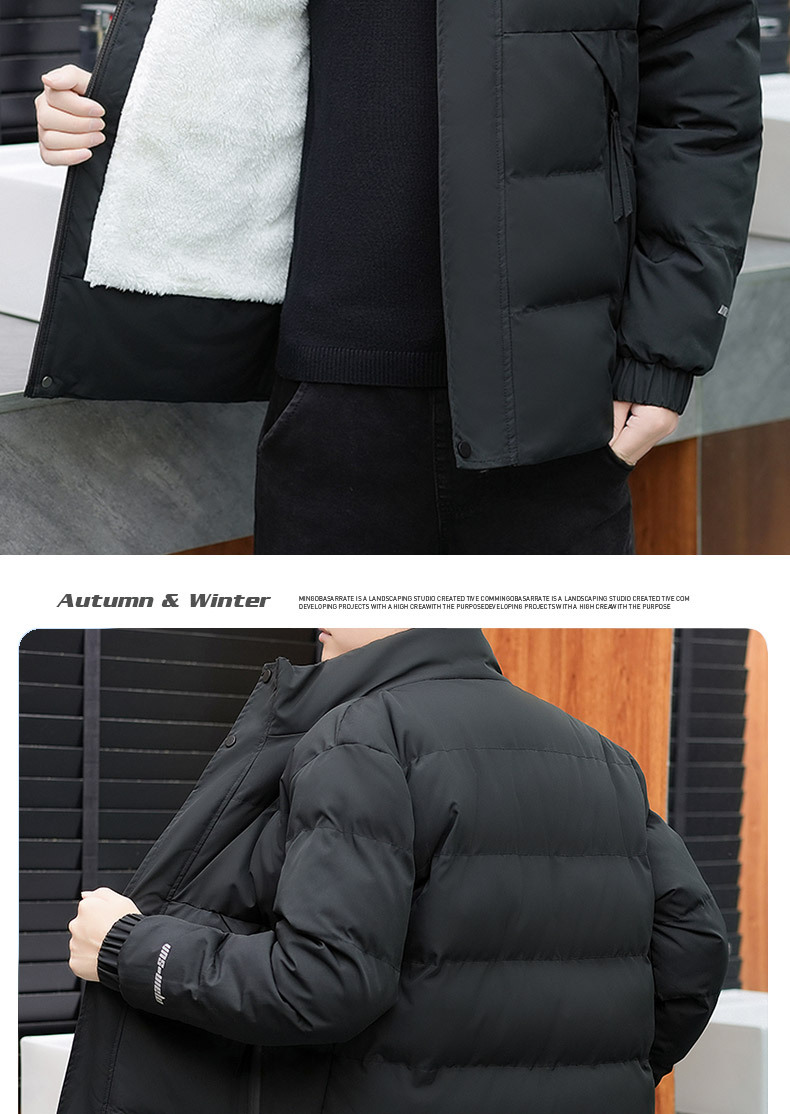 冬季立领时尚休闲帅气棉衣男青年高端潮流保暖加厚棉短款棉袄外套详情8