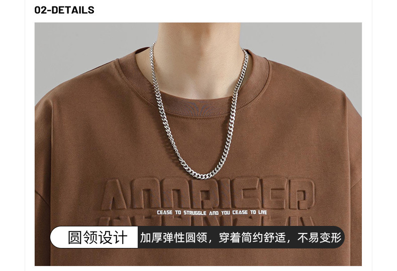 【 Pure Cotton 】 Steel stamp letter short-sleeved T-shirt for men, round neck, loose, casual and versatile, trendy 2024 Summer new short T-shirt pic 27