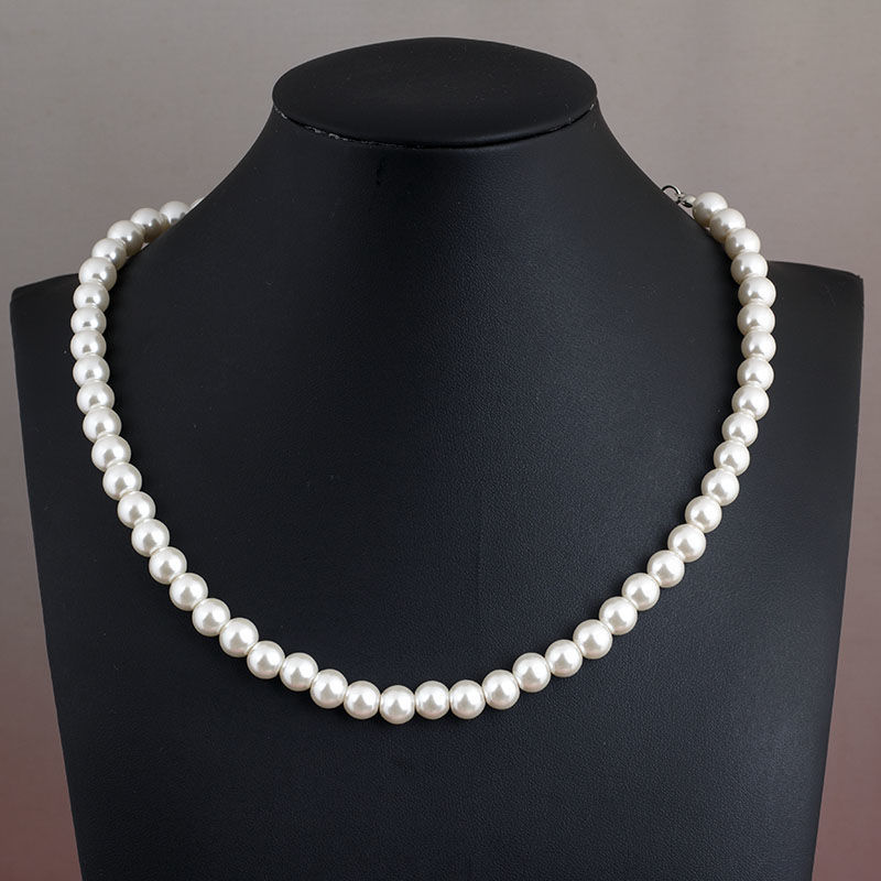 Pearl necklace, glass imitation pearl white round bead jewelry, cheongsam accessory, collarbone chain, neck chain for a girl to give to her mother pic 7