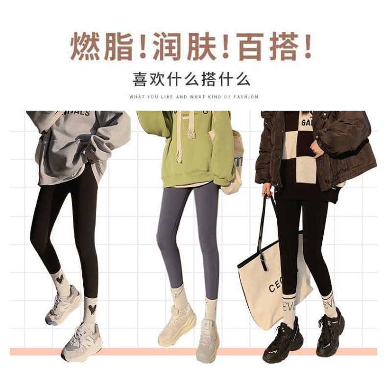 高腰鲨鱼裤子羊羔绒女外穿春秋长裤修身紧身打底瑜伽芭比裤长款详情14