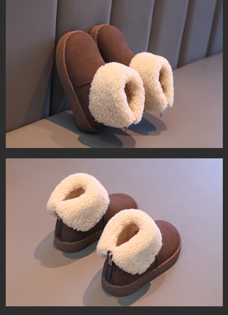 女童雪地靴儿童保暖鞋2024冬季新款毛毛翻边雪地棉中大童加绒短靴详情16