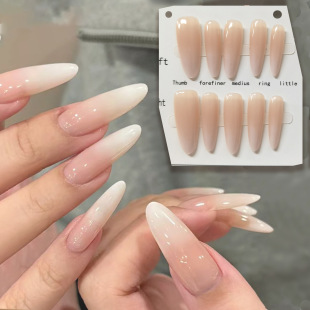 Wholesale of semi-finished finished peach blush nail pads, prefabricated nail pads, wearable nail pads, coded nail patches, gradient false nails pic 10