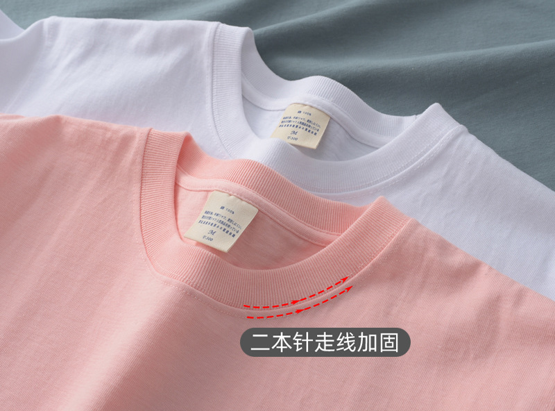 300克重磅t恤纯棉男式宽松美式复古潮牌圆领短袖文化广告衫定 制详情7