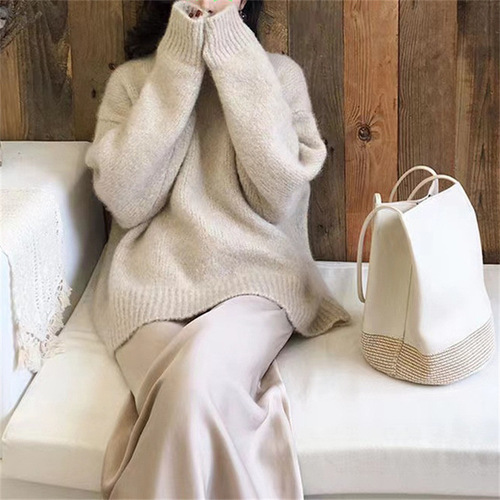 韩版秋冬季百搭圆领套头毛衣女2024新款纯色简约内搭显瘦针织上衣详情18