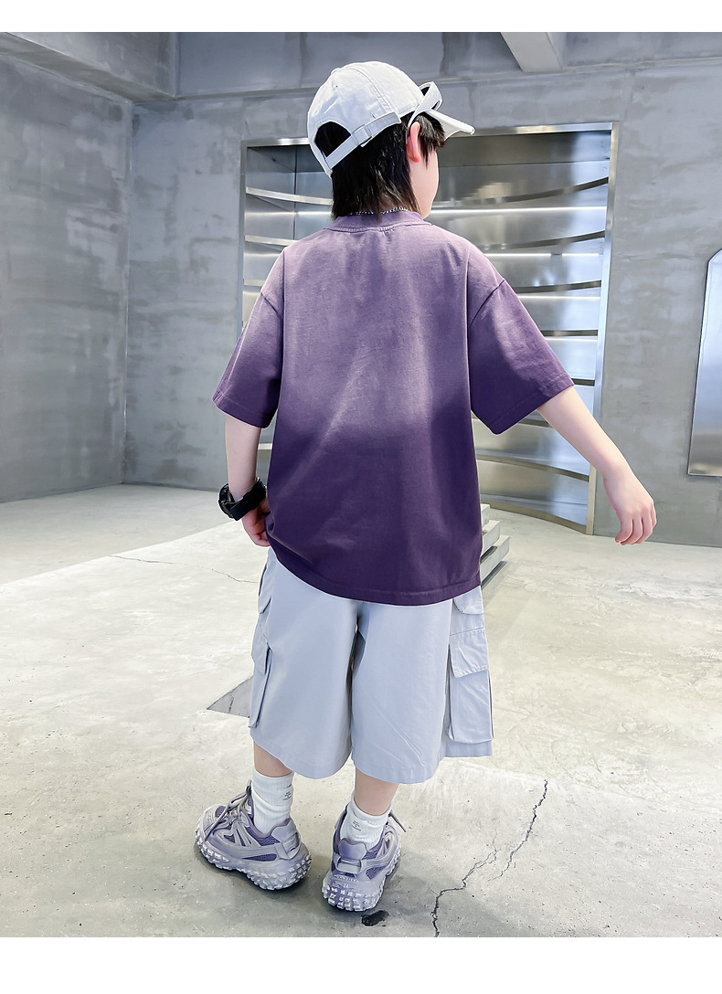 Summer dopamine-gradient short-sleeved T-shirt for boys 2025 New style summer half-sleeved ice-feel top for teenagers and children pic 22