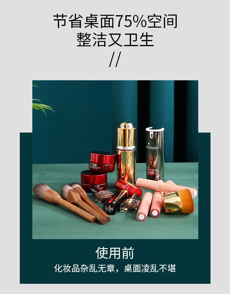 抽屉式化妆品收纳盒口红收纳防尘桌面文具整理盒详情6