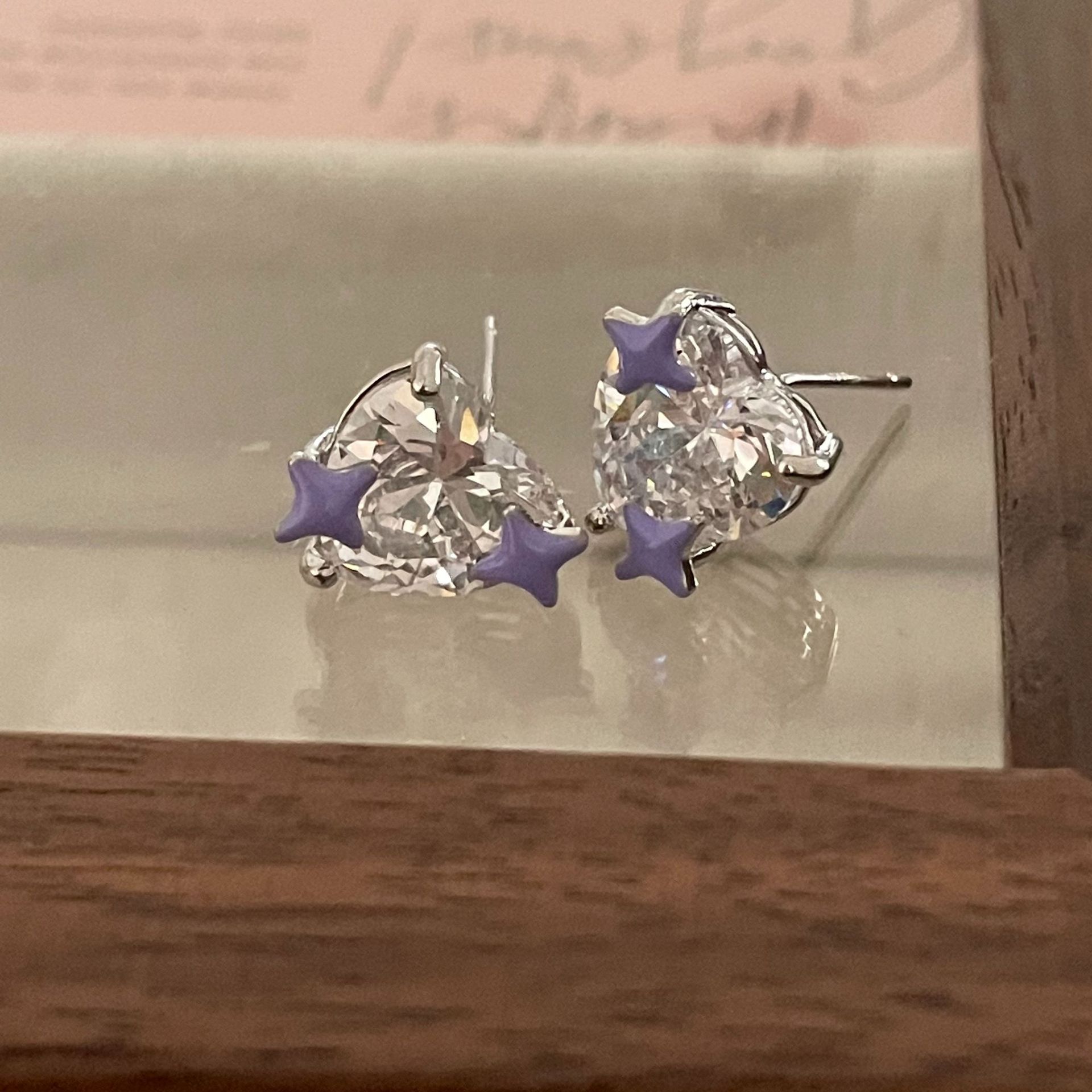 简约十字星芒桃心耳钉ins冷淡风超闪锆石时尚爱心百搭耳环耳饰潮详情7