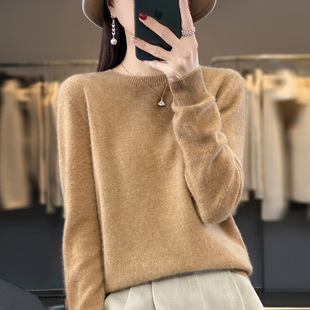 肌肤感100%羊毛一线成衣无缝秋冬新短款女半高领宽松打底针织毛衣详情3