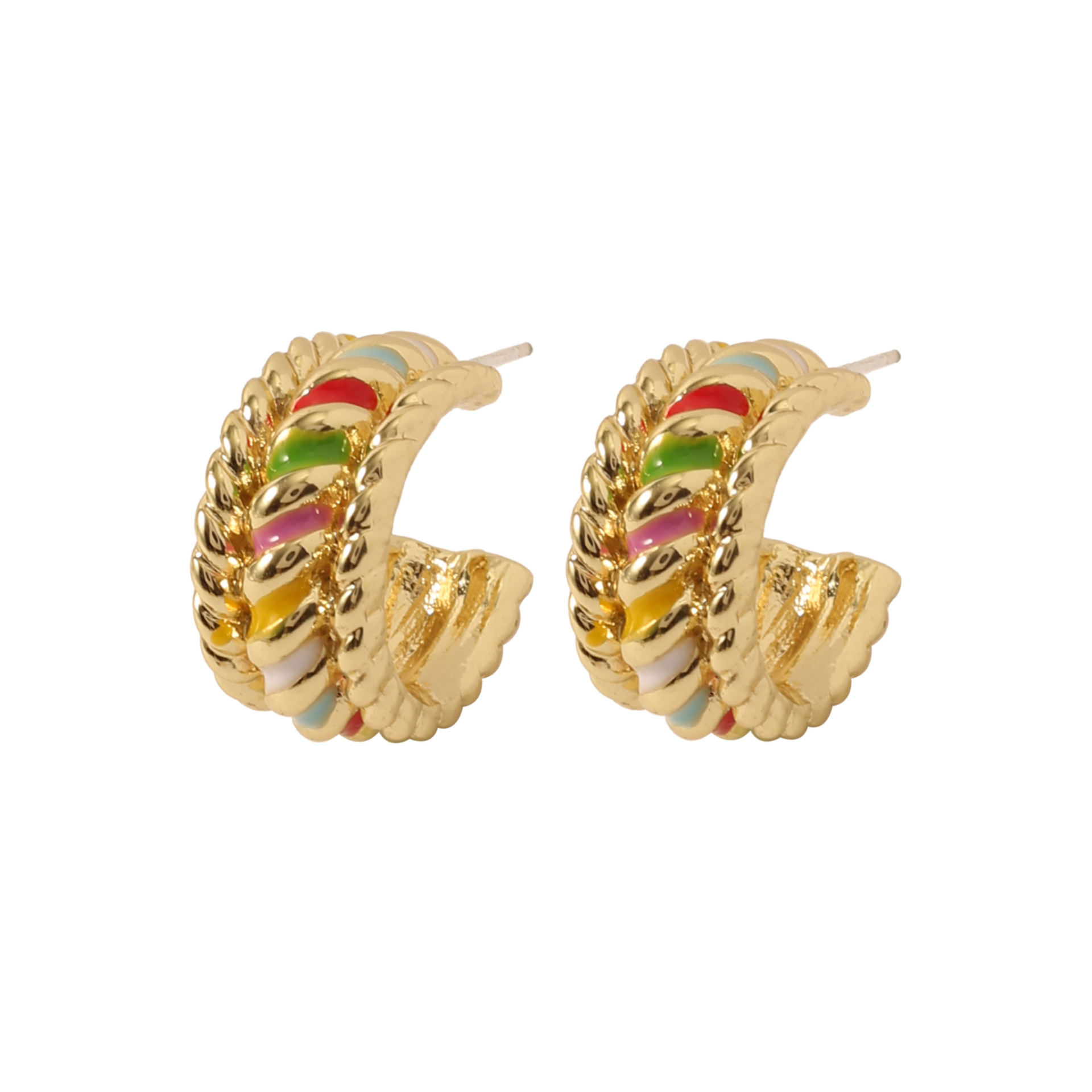 The new retro oil-dripping colored spiral earrings are fashionable, simple, individual, unique, niche and high-end design for women pic 3