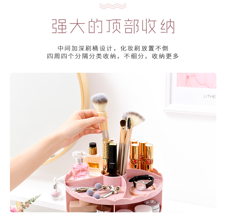 Household goods, cosmetics storage box, 360-degree rotating skin care products, round jewelry storage box, rotating storage rack pic 4