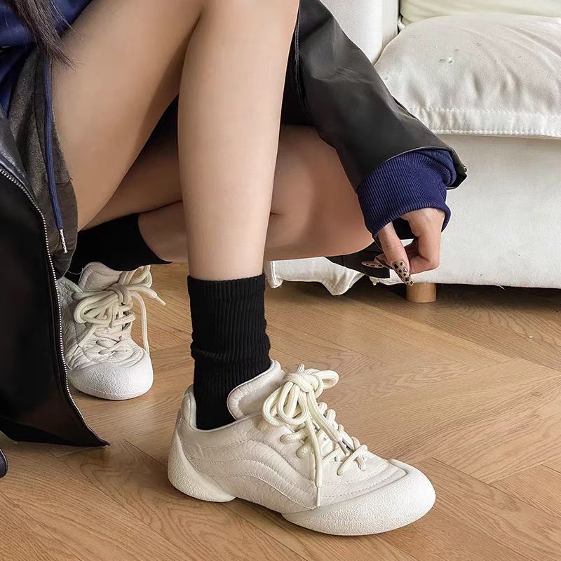 高品质跨境新款情侣男女款休闲系带大头平底真皮运动鞋子复古板鞋详情6