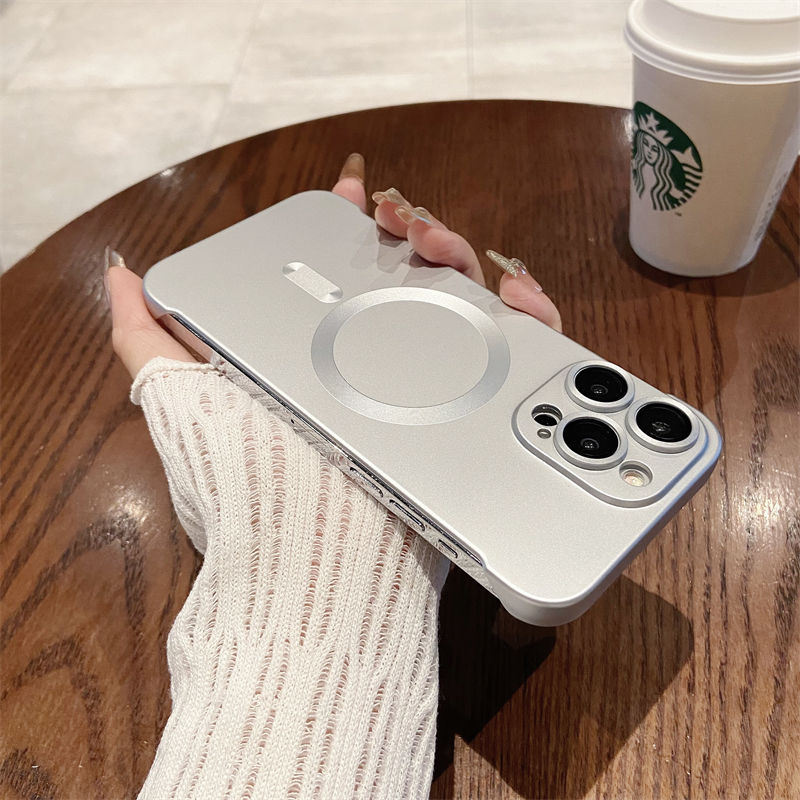 适用苹果15Promax无边框磁吸手机壳金属漆iPhone13镜头膜全包硬壳详情6
