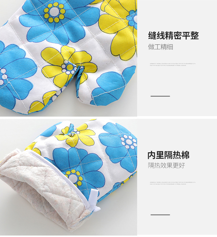 Two-piece set of thickened microwave oven heat insulation gloves for export, two-piece set of high-temperature resistant inner fleece heat insulation pads pic 7