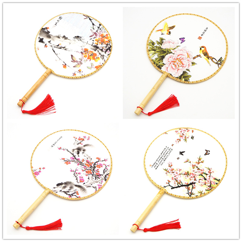 High-quality ancient-style palace fans, round fans, Chinese-style fans, maid fans, wooden-handled cloth fans, Hanfu, and round fans are selling well in scenic spots pic 9