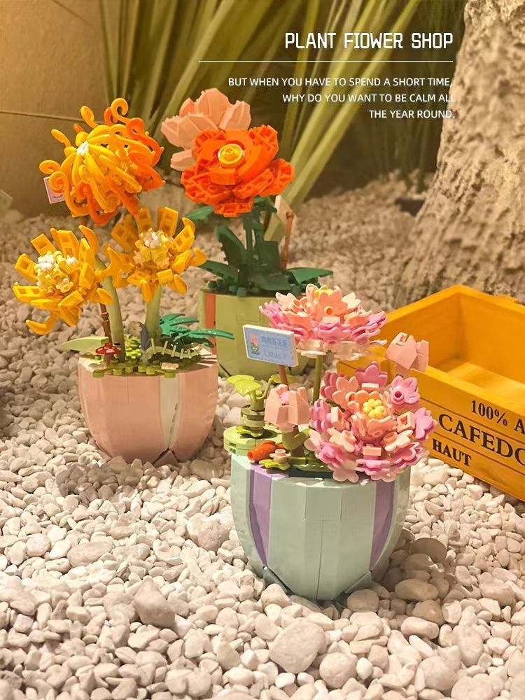 ins积木永生花束拼装兼容乐高玩具盆栽女孩生日礼物批发包邮代发详情4