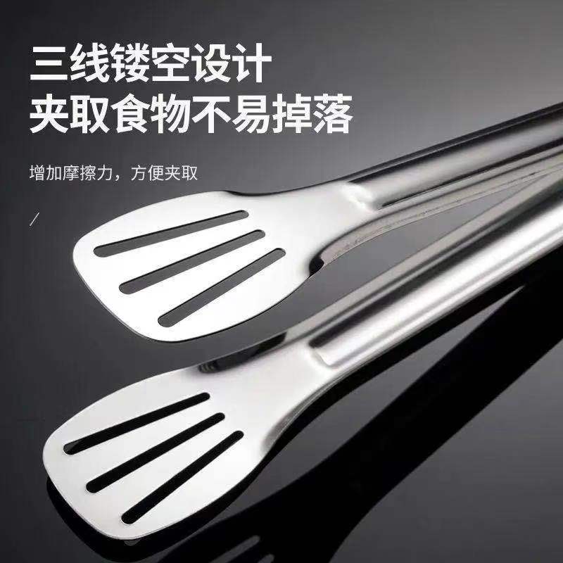 Three-line stainless steel food tongs, kitchen self-service integrated bread tongs, high-temperature resistant and scald proof barbecue tongs pic 6