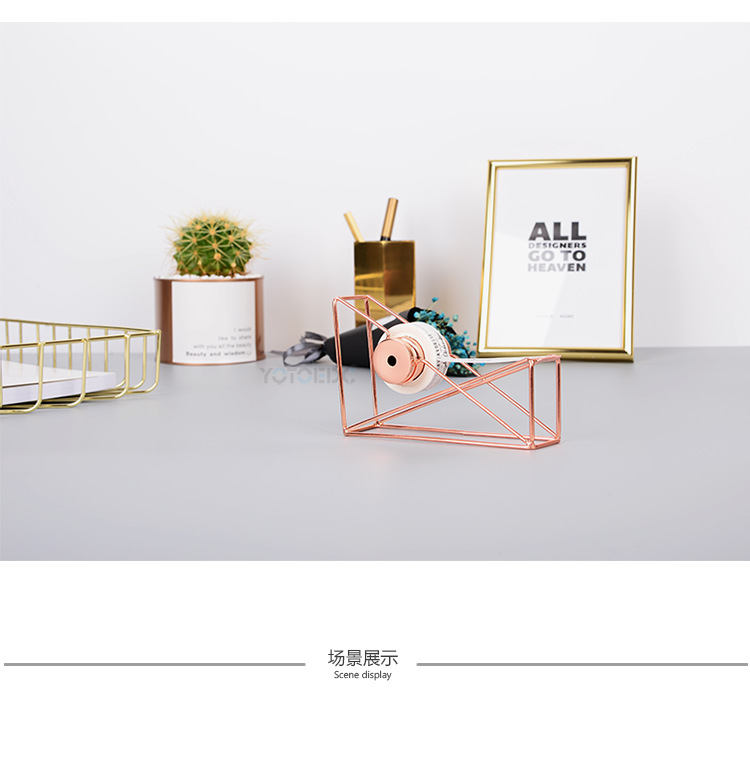 Ins-style light luxury ironwork rose gold tape cutter, manual multi-functional tape machine, student journal tape holder pic 8