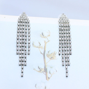 S925银针韩国耳饰流苏长款锆石耳环耳坠批发夏季新娘饰品耳环厂家详情2