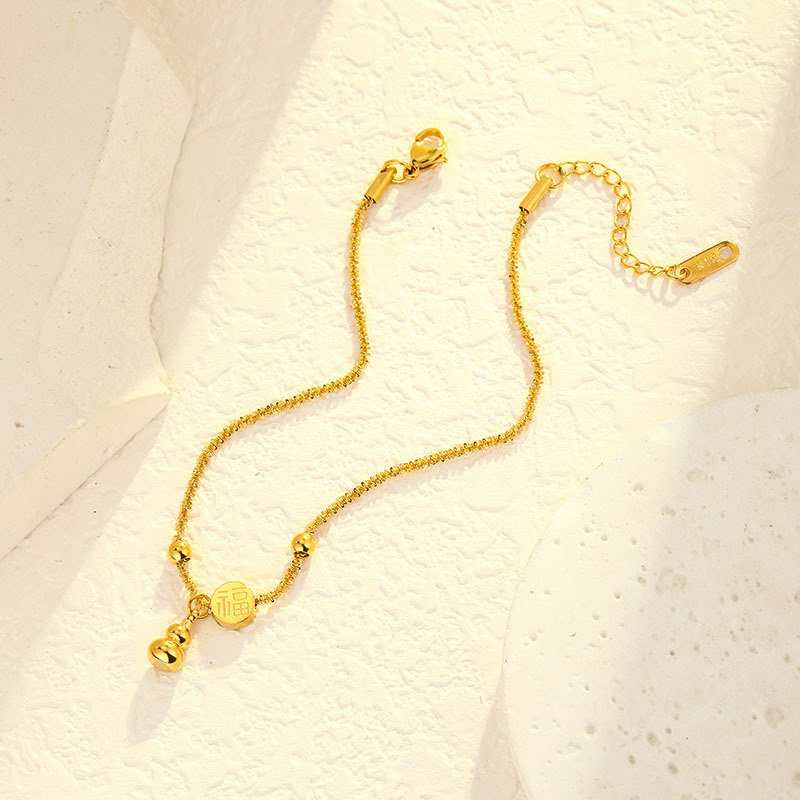 爆款新中式福字葫芦脚链女钛钢不掉色高级感轻奢气质脚饰露脚踝女详情4