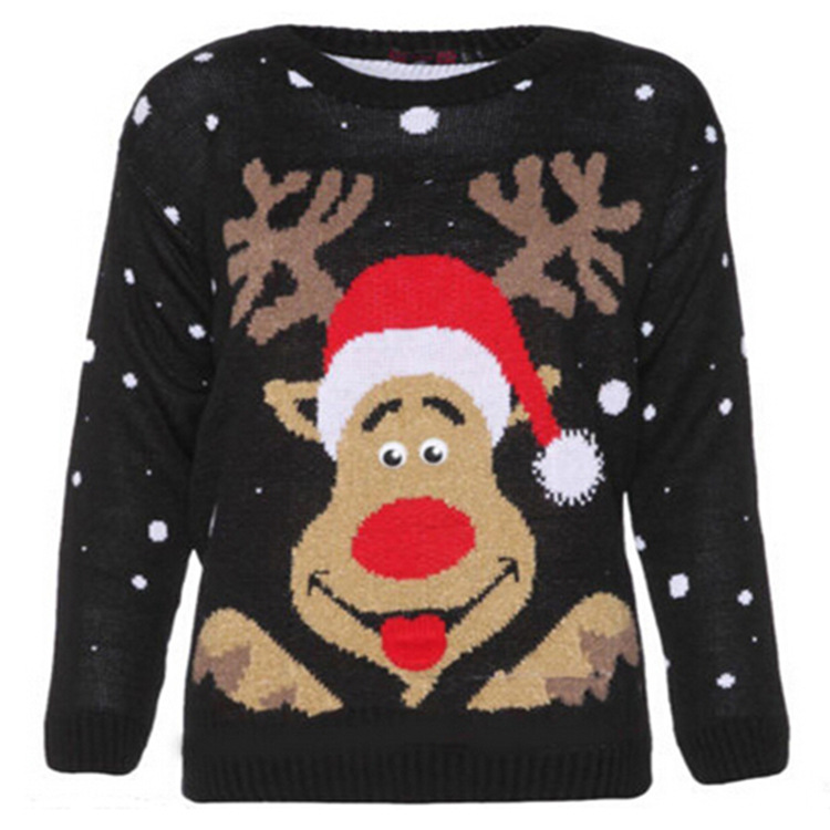 Custom-made Christmas sweaters from Europe and America, Amazon autumn and winter new loose and casual plus-size knitted sweaters with deer patterns pic 2
