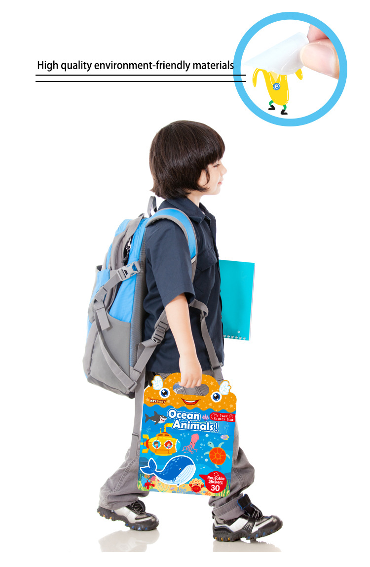 跨境儿童贴纸书批发早教专注力培养反复贴动物恐龙海洋场景果冻书详情15