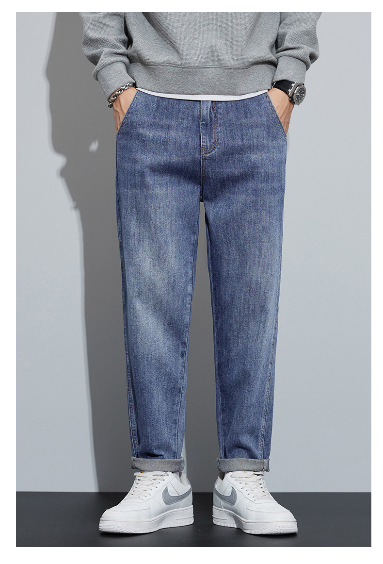 2024新款冬季牛仔裤男阔腿直筒韩版潮流时尚百搭加绒加厚哈伦裤详情15