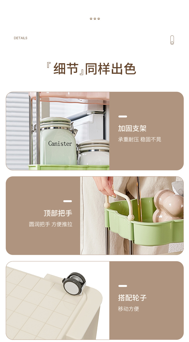 Dopamine trolley, mobile slit multi-layer storage rack, large-capacity living room and bathroom floor storage rack pic 16