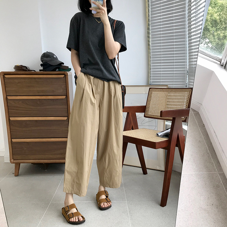 巨百搭轻薄透气酵洗棉小个子奶奶裤九分宽松显瘦休闲裤女夏季薄款详情23