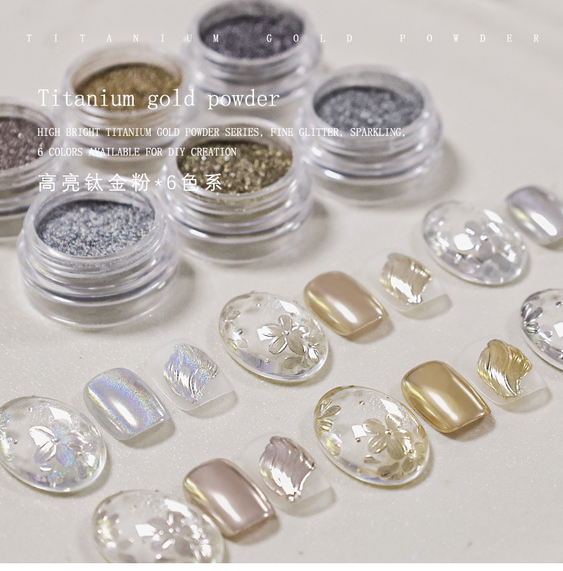 High-gloss titanium metal powder for nail art, magic mirror powder, mirror flour, iridic gold and silver, titanium gold electroplating, laser metal glitter powder pic 1