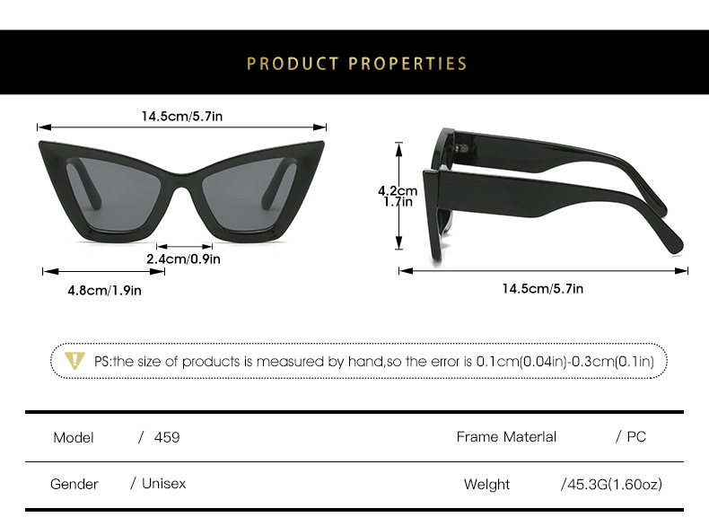 欧美女士猫眼太阳镜彩色花纹修饰脸型潮流墨镜街拍派对眼镜M459详情5