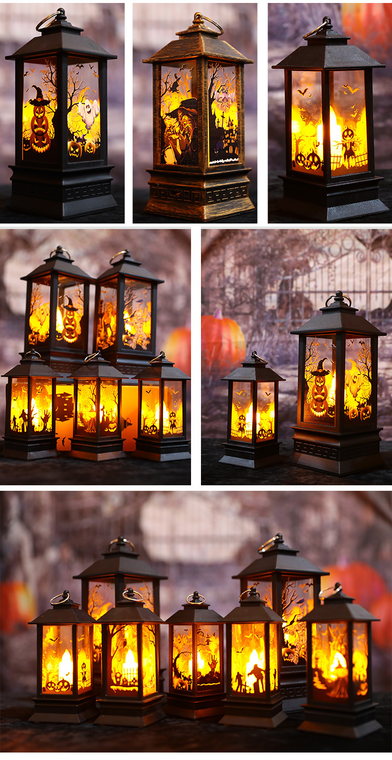 Cross-border new wholesale Halloween wind lanterns, LED electronic candle lights, pumpkin lanterns, plastic decorations, Ghost Festival gifts pic 8