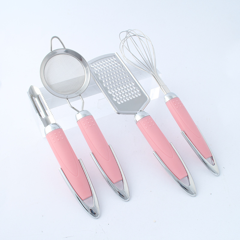 Cross border acero inoxidable aircraft handle mesh leakes grinder egg grinder knife sharpper kitchen set 7 piezas conjunto de gadgets de cocina pic 12