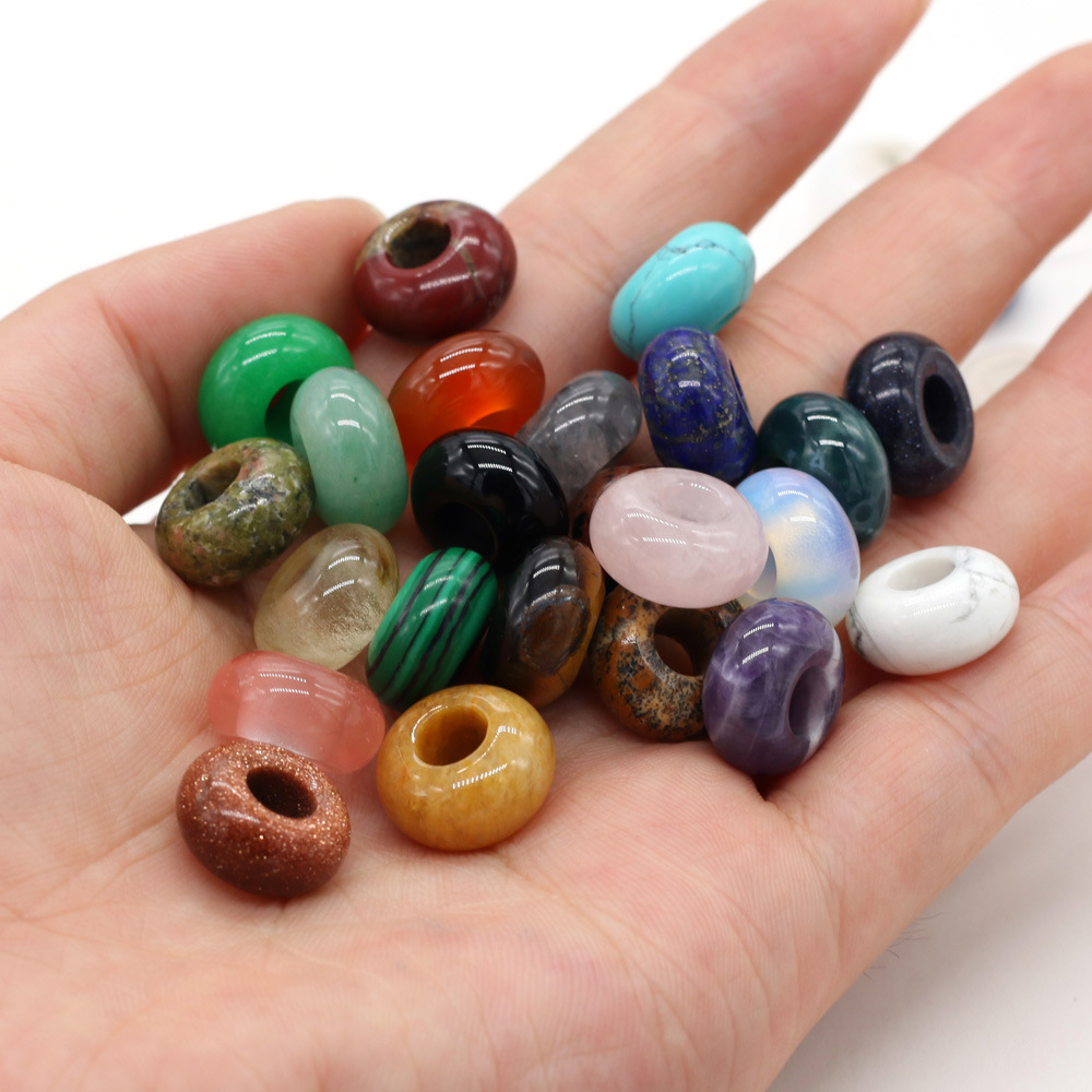 8x14mm天然石头半宝石算盘形大孔珠珠子DIY饰品配件手工制作批发详情11