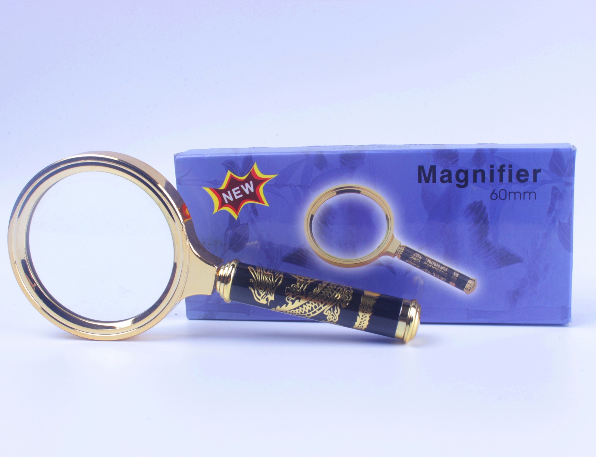 Factory direct sales of dragon handle magnifying glass, 60mm high power handheld reading portable magnifying glass, suitable for the elderly and students to read pic 3